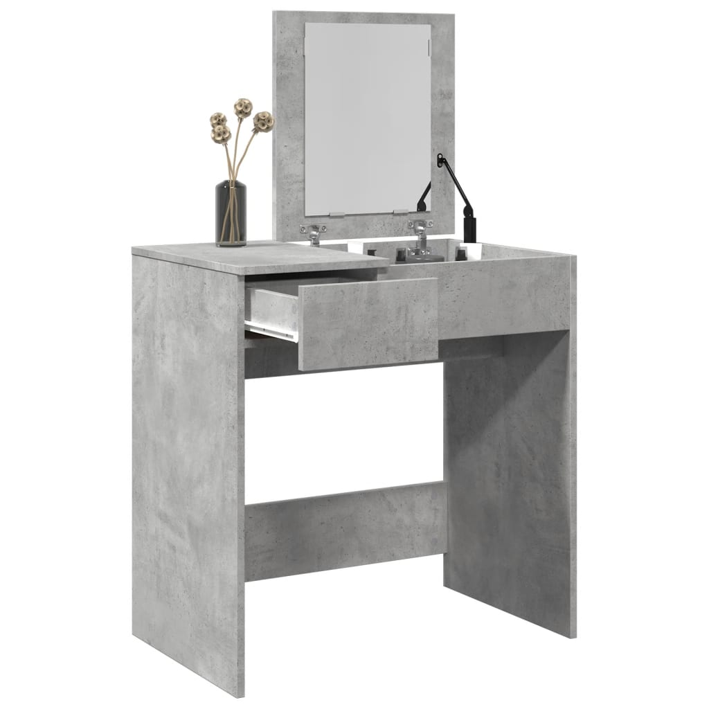 Dressing Table with Mirror Concrete Grey 73x46.5x120 cm - Decor Base