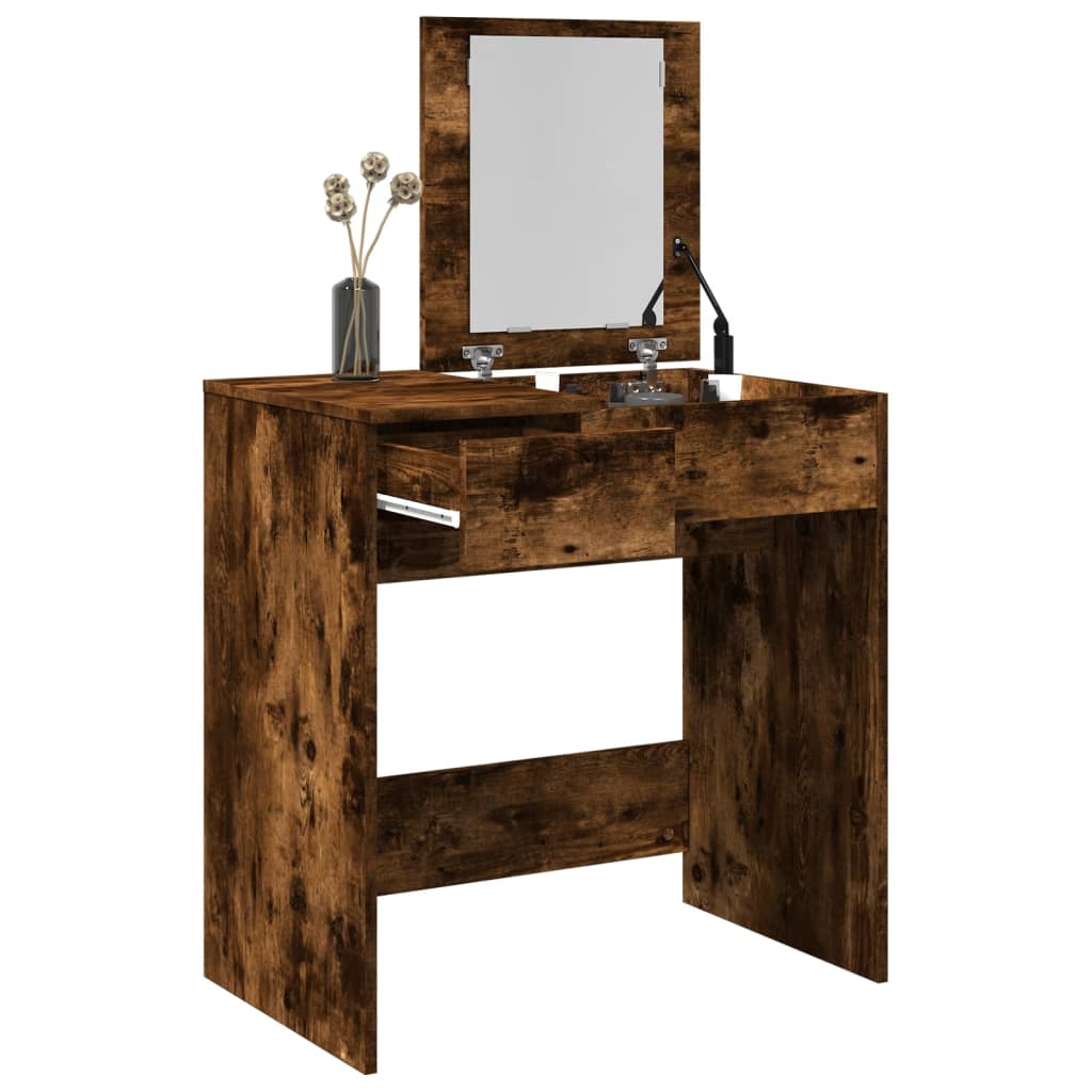 Dressing Table with Mirror Smoked Oak 73x46.5x120 cm - Decor Base