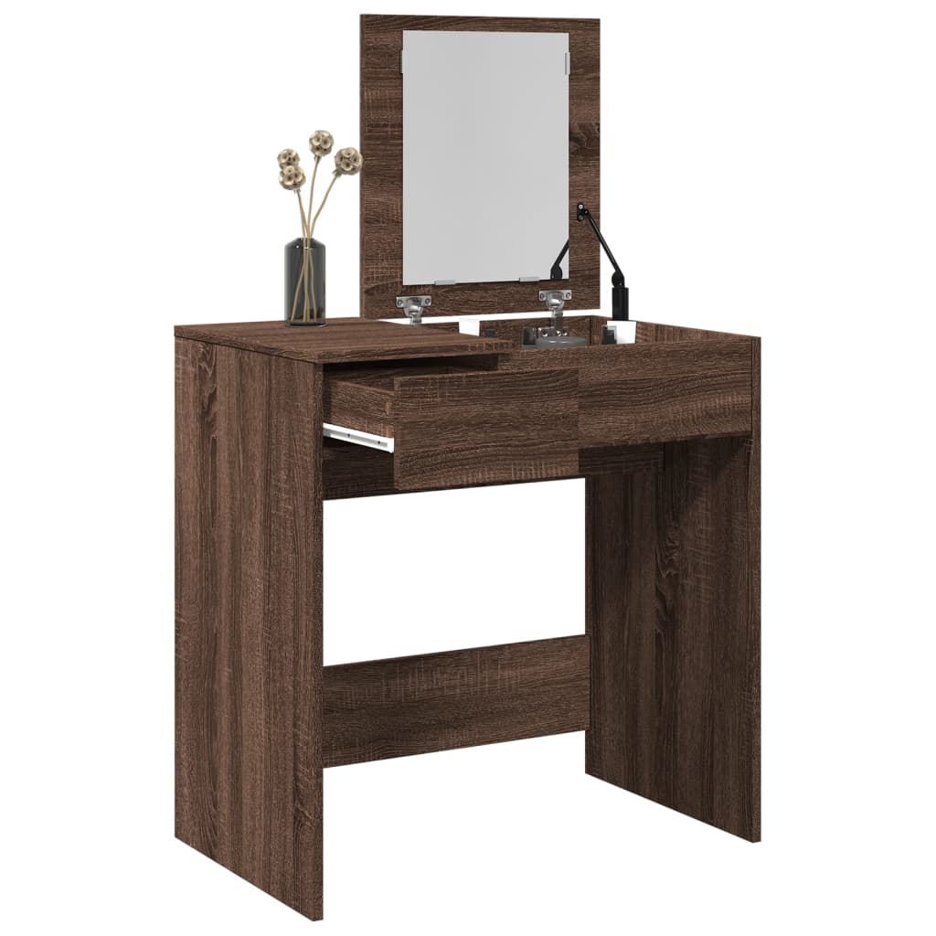 Dressing Table with Mirror Brown Oak 73x46.5x120 cm - Decor Base