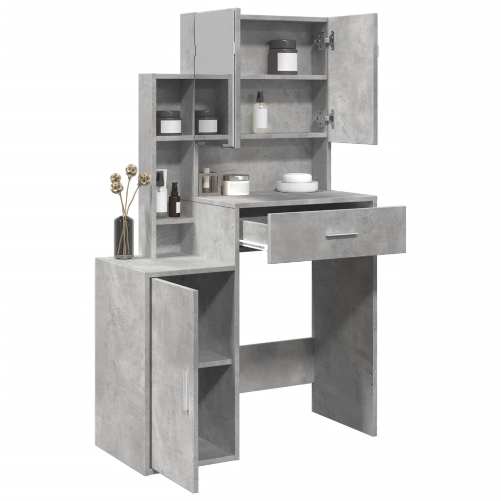 Dressing Table with Cabinet Concrete Grey 80x35x132 cm - Charlotte Dunes