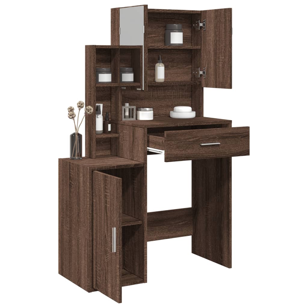 Dressing Table with Cabinet Brown Oak 80x35x132 cm - Sid & Sam