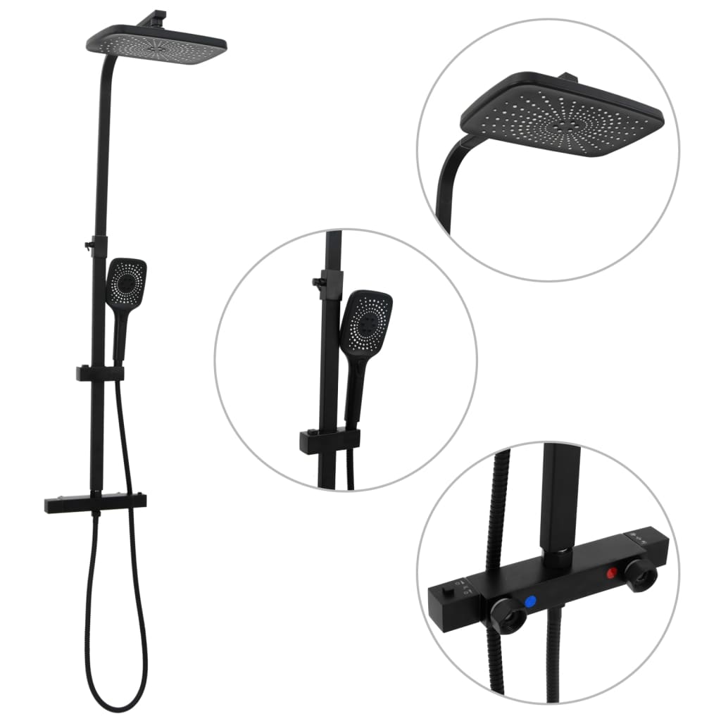 Dual Head Shower Set with Mixer and Hose Black Brass - Direct Imports