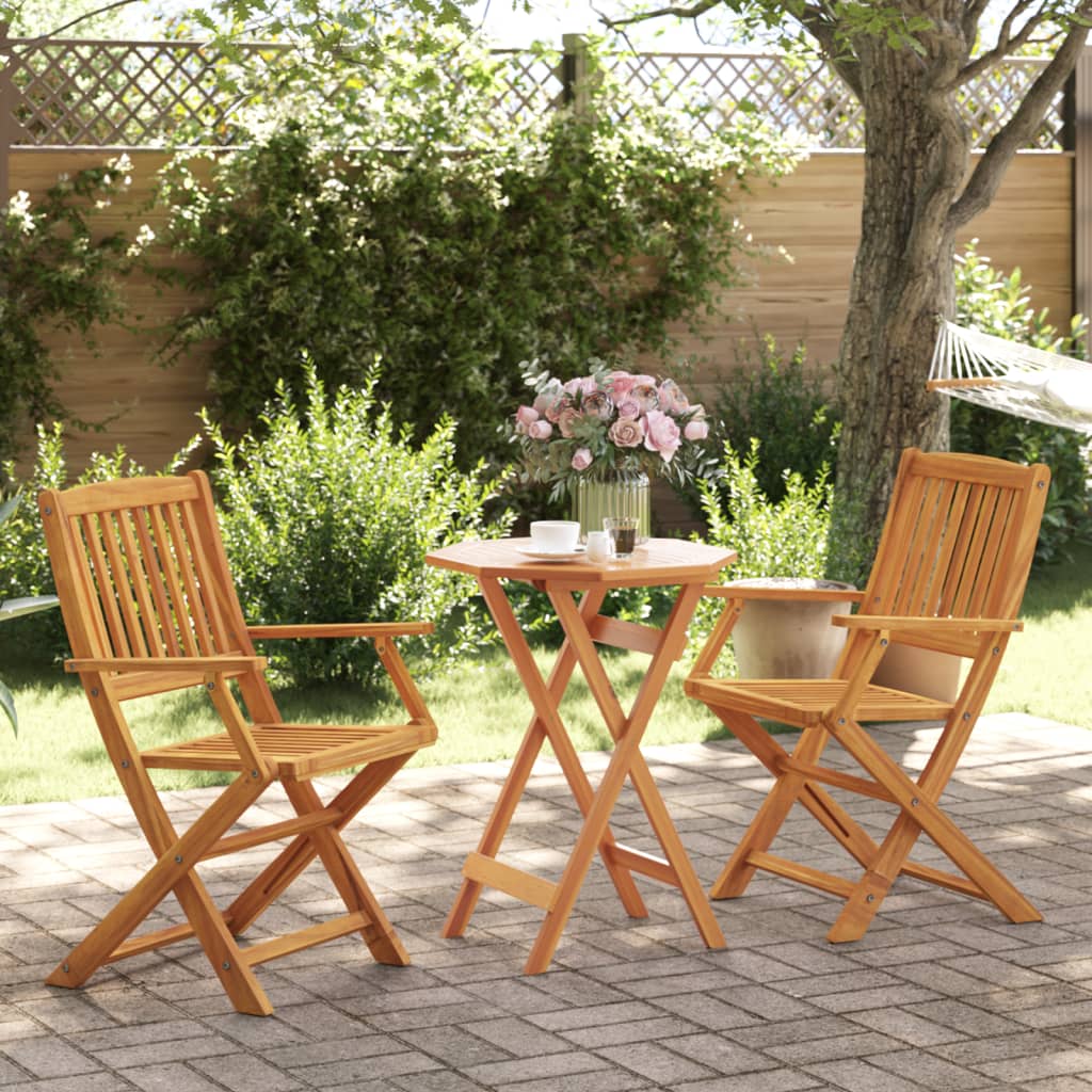 3 Piece Folding Bistro Set Solid Wood Acacia - Direct Imports