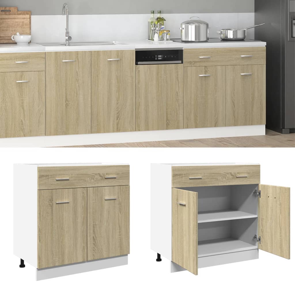 Drawer Bottom Cabinet Sonoma Oak 80x46x81.5 cm Engineered Wood - Brittle & Co