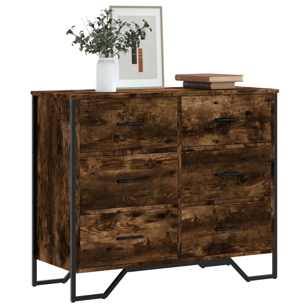 RUMA II Oak Finish Chest of Drawers - Medium-sized, 6 Drawers, Double - Merlin Deals