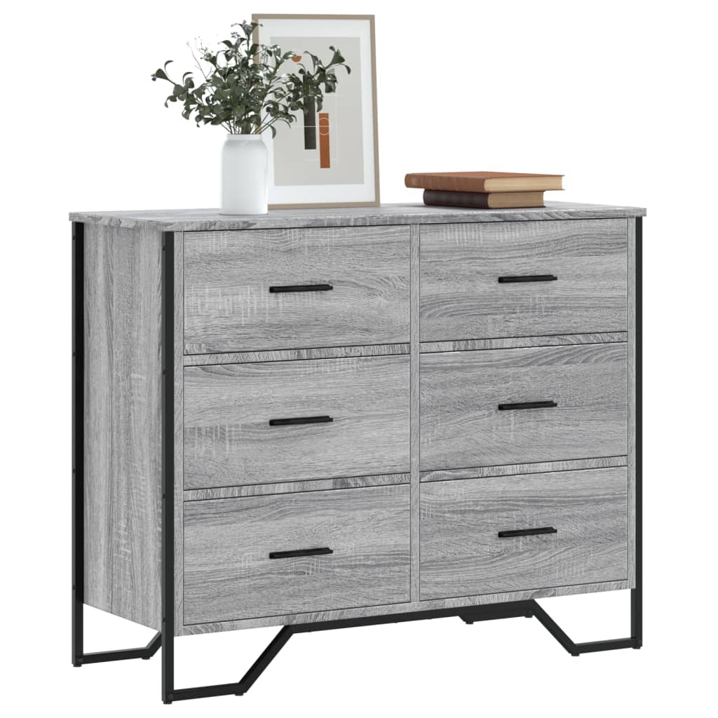 RUMA Grey Chest of Drawers - Medium-sized, 6 Drawers, Double - Merlin Deals