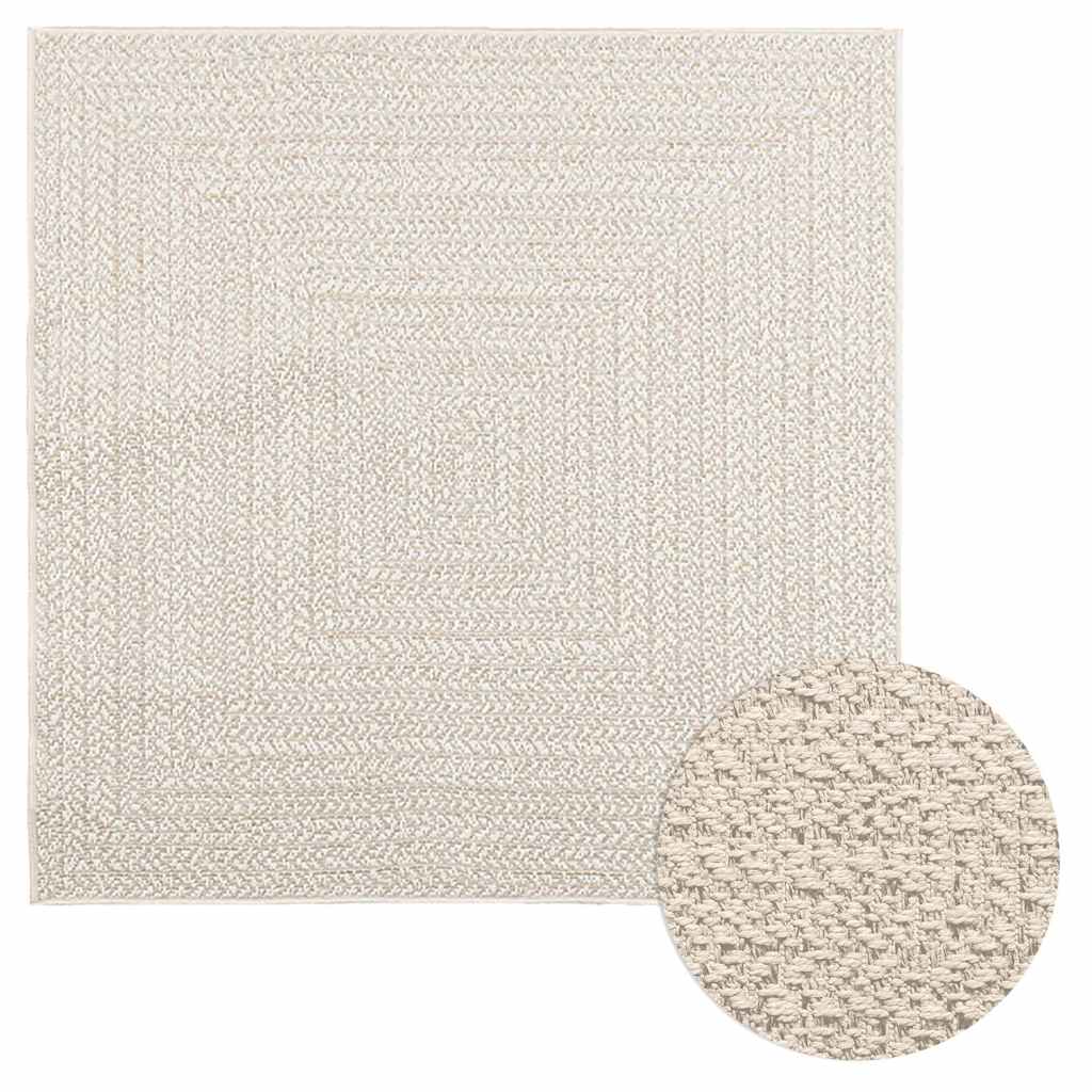 Rug ZIZUR Cream 120x120 cm Jute Look Indoor and Outdoor - Decor Base
