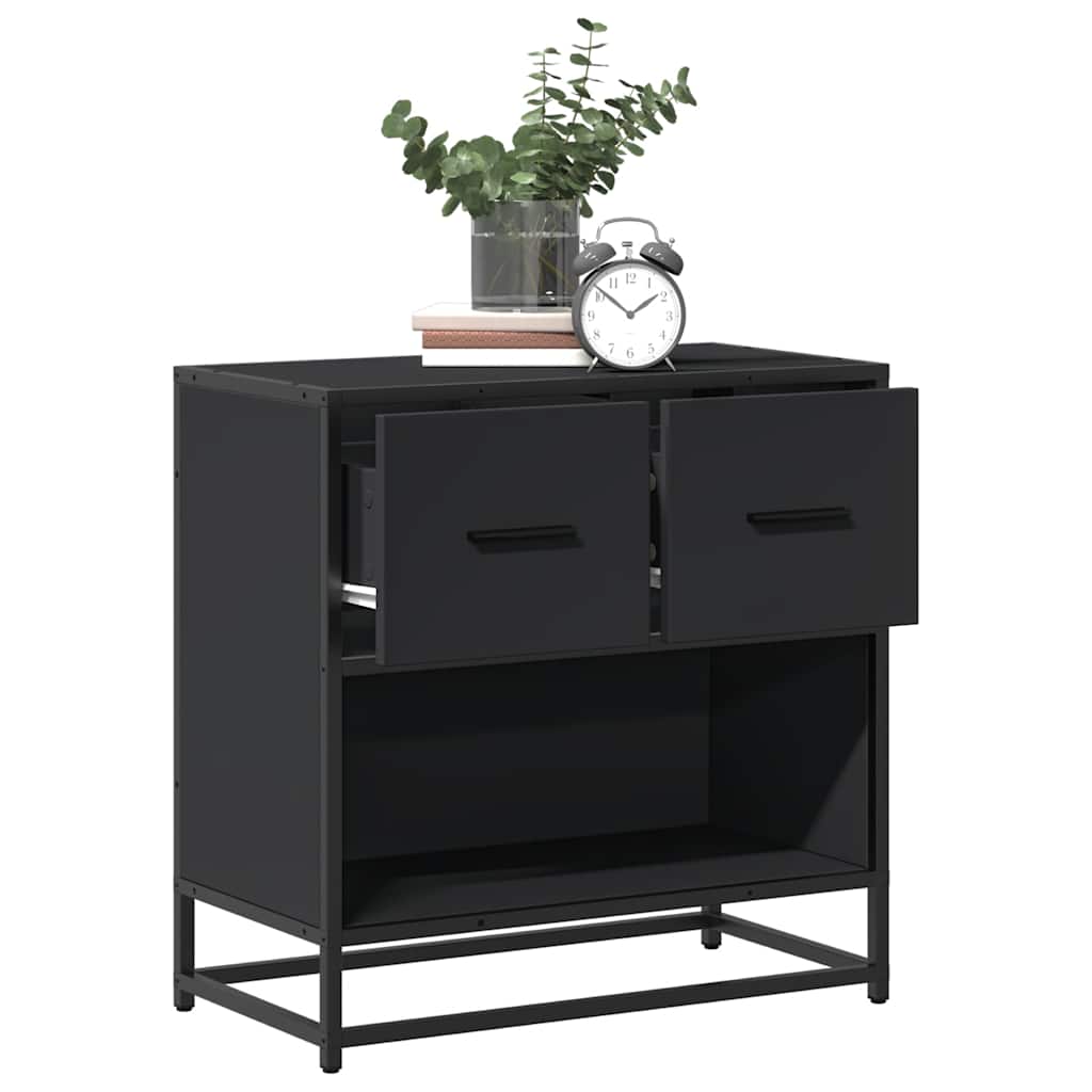 Bedside Cabinet Black 60x31x60 cm Engineered Wood and Metal - Sid & Sam