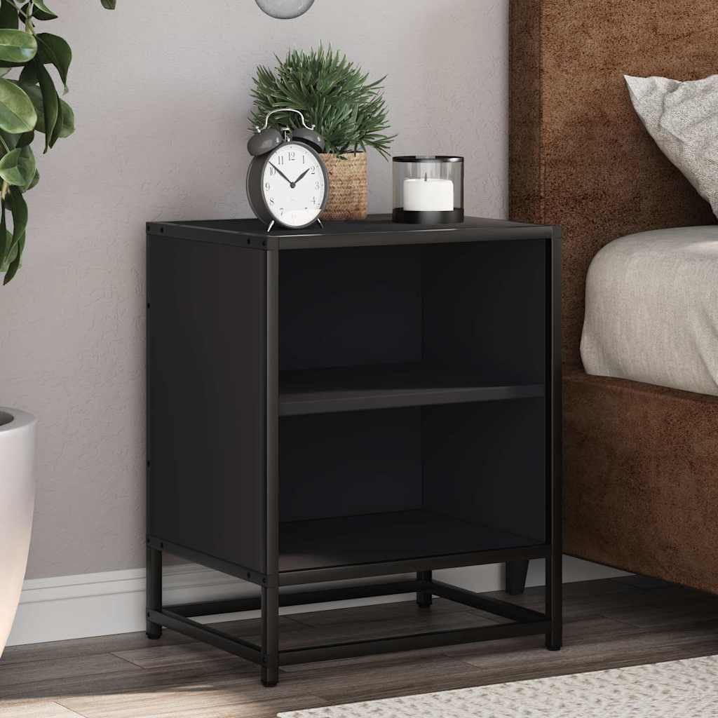 Bedside Cabinets 2 pcs Black 40x31x50 cm Engineered Wood and Metal - The Home Maker
