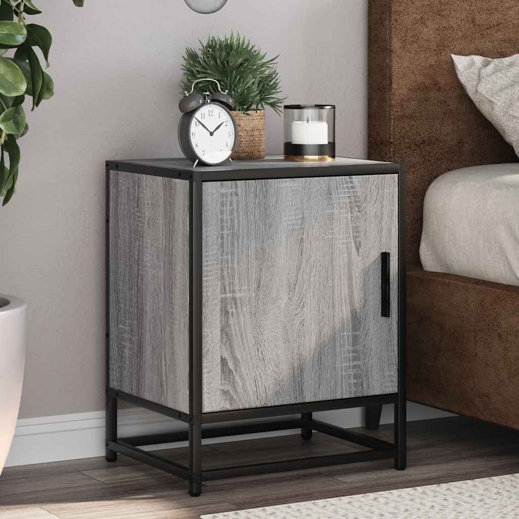 Bedside Cabinets 2 pcs Grey Sonoma 40x31x50 cm Engineered Wood and Metal - Direct Imports