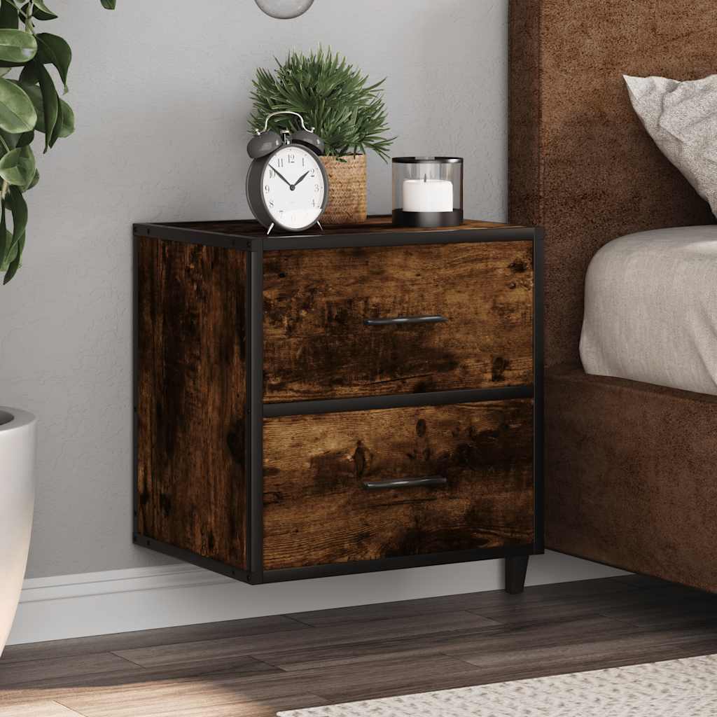 Wall-mounted Bedside Cabinet Smoked Oak 40x31x39.5 cm - Decor Base