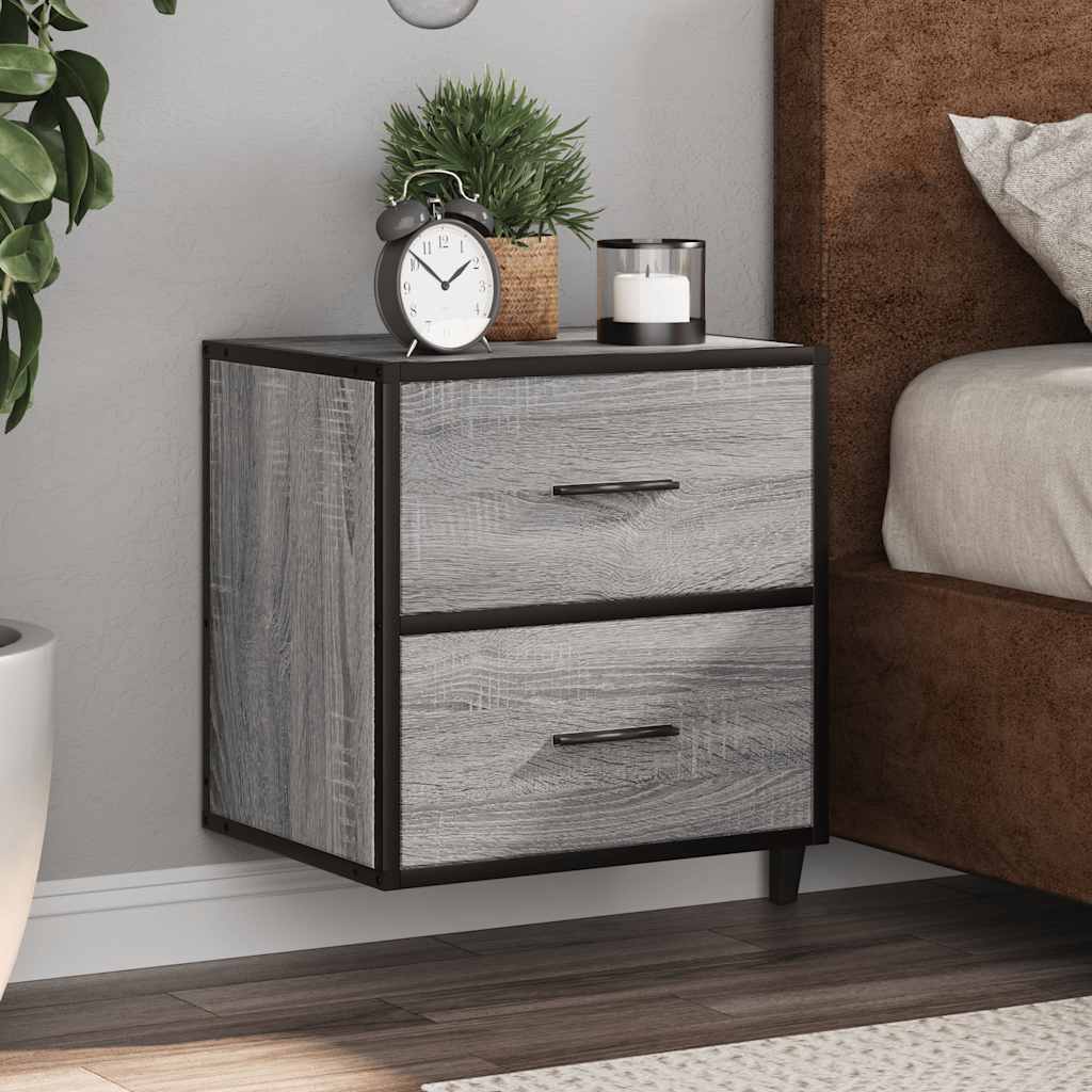 Wall-mounted Bedside Cabinet Grey Sonoma 40x31x39.5 cm - Design Hut