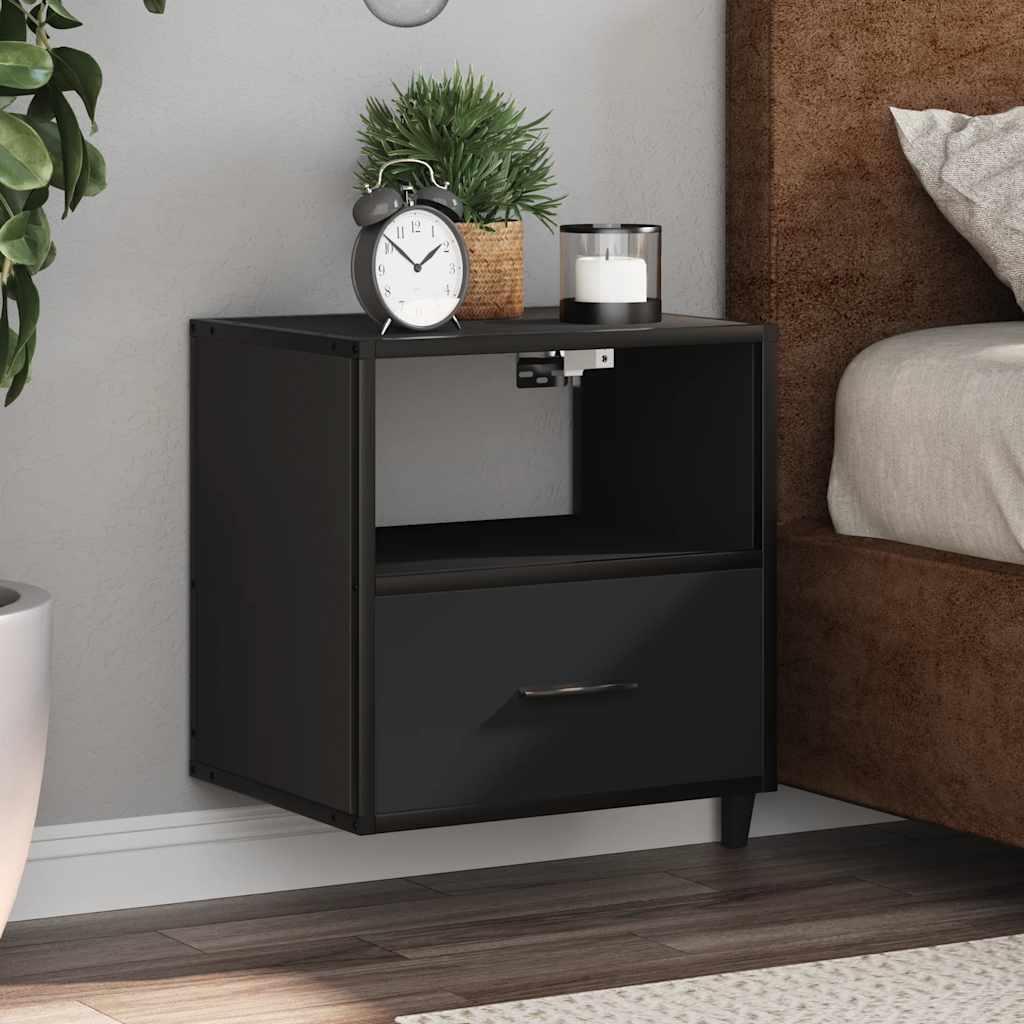 Wall-mounted Bedside Cabinet Black 40x31x39.5 cm - Millennium Furniture