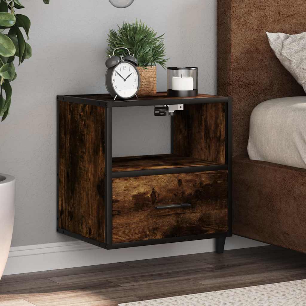 Wall-mounted Bedside Cabinet Smoked Oak 40x31x39.5 cm - Brittle & Co