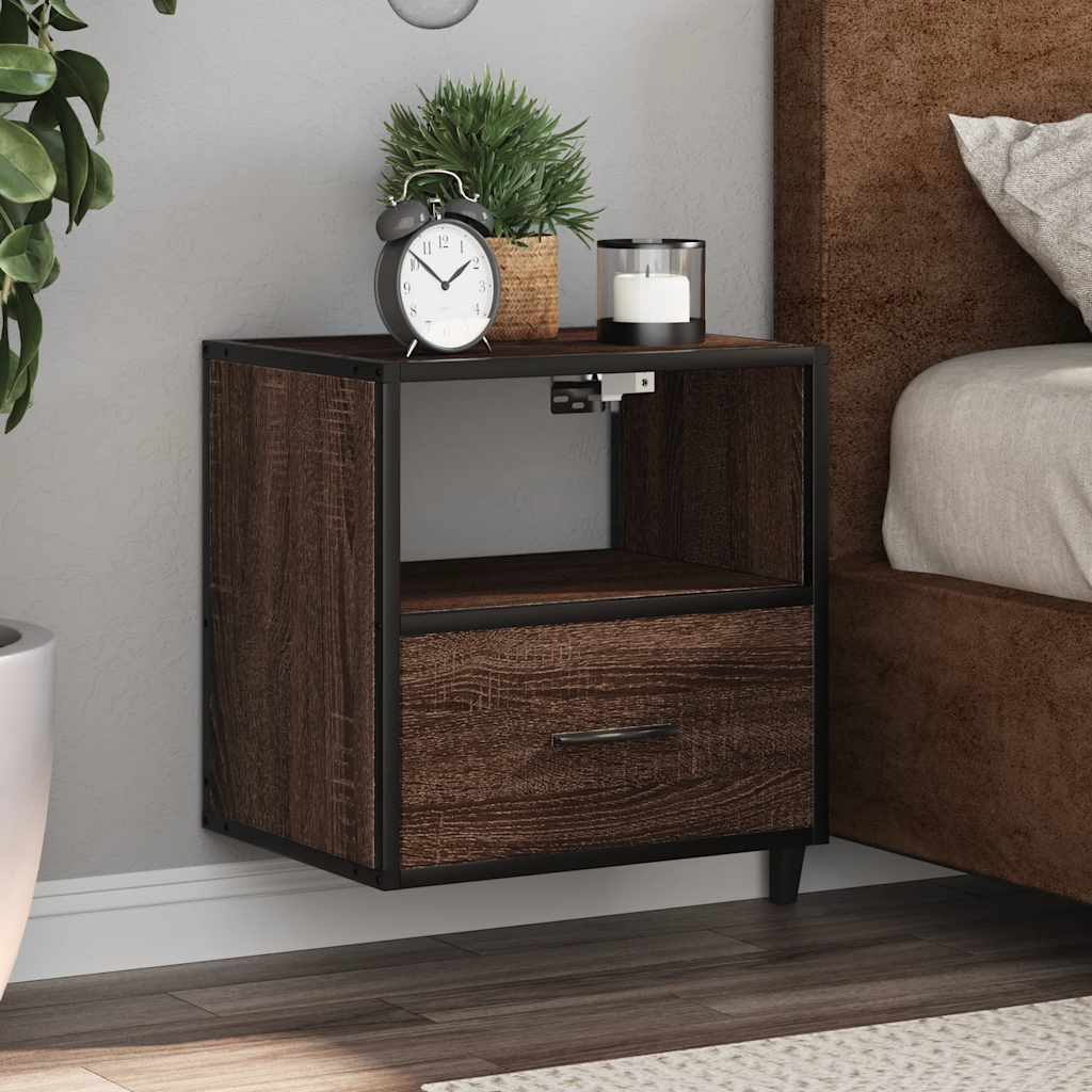 Wall-mounted Bedside Cabinet Brown Oak 40x31x39.5 cm - Decor Base