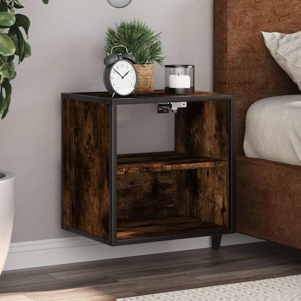 Wall-mounted Bedside Cabinet Smoked Oak 40x31x39.5 cm - Discount Dealers