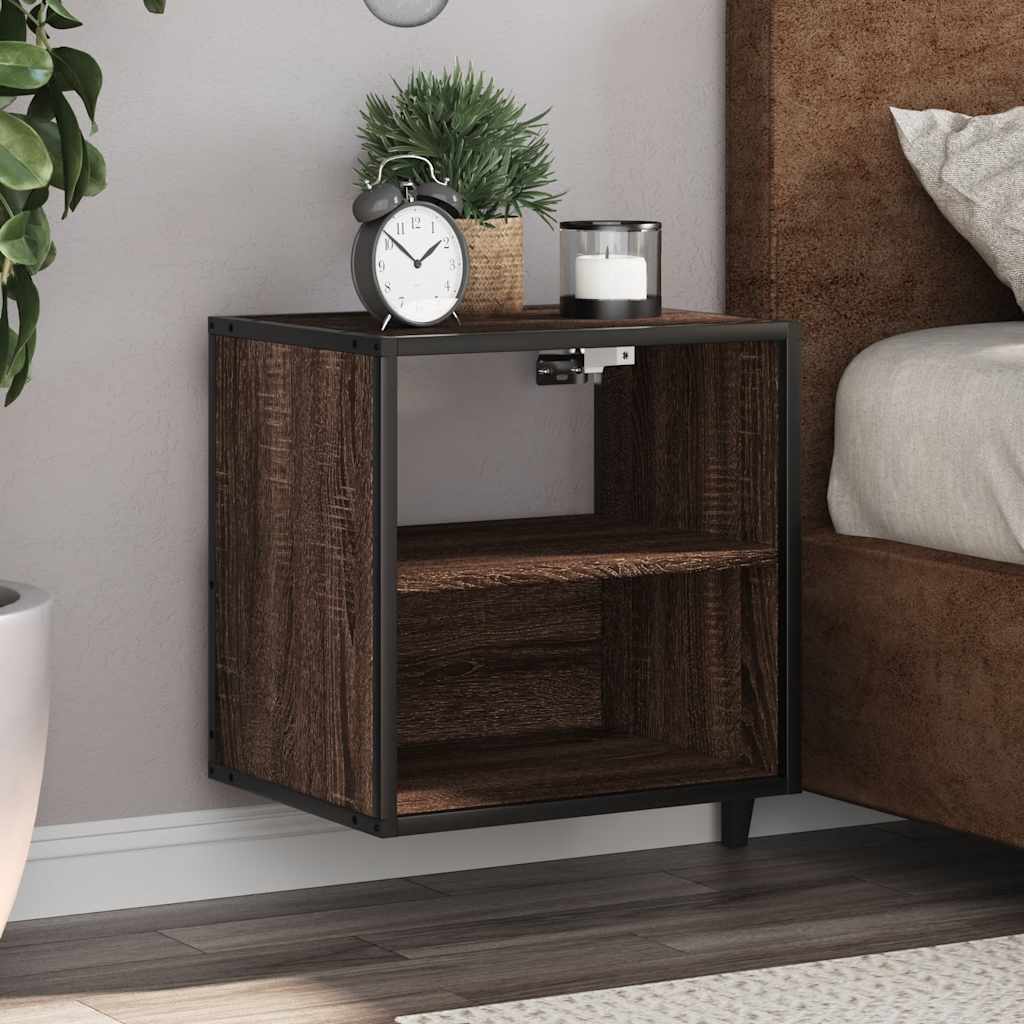 Wall-mounted Bedside Cabinet Brown Oak 40x31x39.5 cm - Merkel Designers