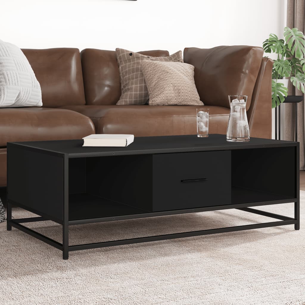 Coffee Table Black 100x57x35 cm Engineered Wood and Metal - All Things Good