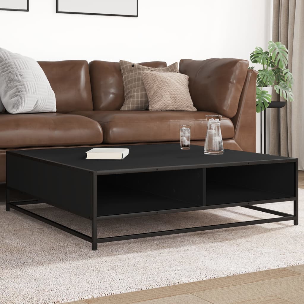 Coffee Table Black 100x100x30 cm Engineered Wood and Metal - The Home Maker