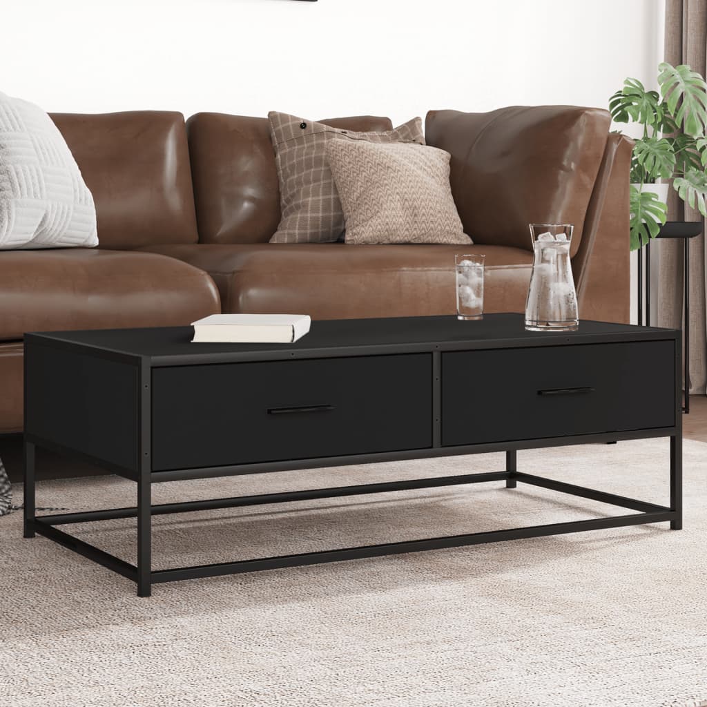 Coffee Table Black 100x50x35 cm Engineered Wood and Metal - The Home Maker