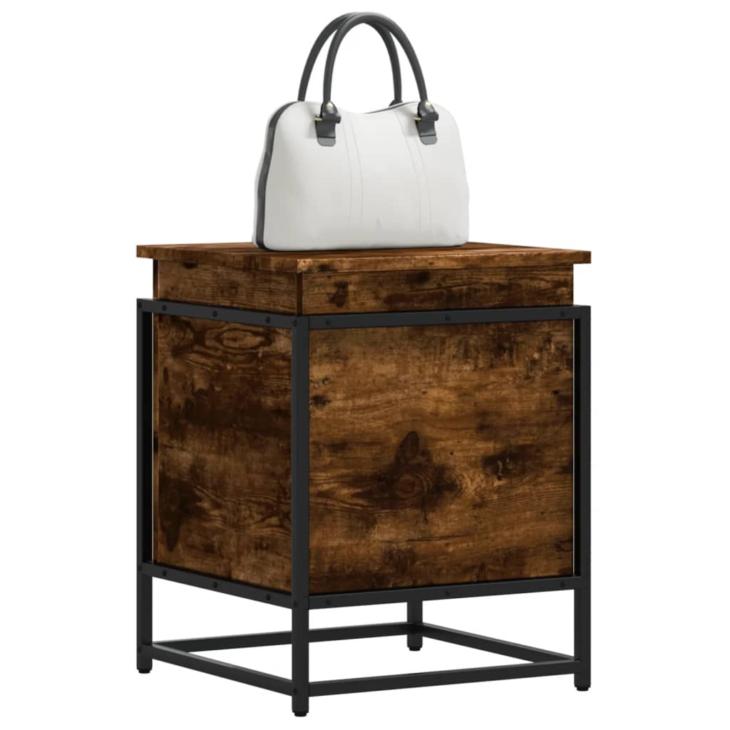 Storage Box with Lid Smoked Oak 40x40x51.5 cm Engineered Wood - Brittle & Co