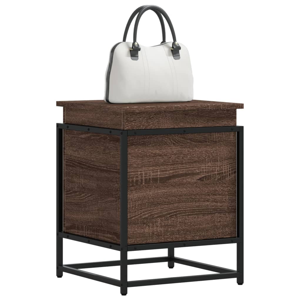 Storage Box with Lid Brown Oak 40x40x51.5 cm Engineered Wood - Merkel Designers
