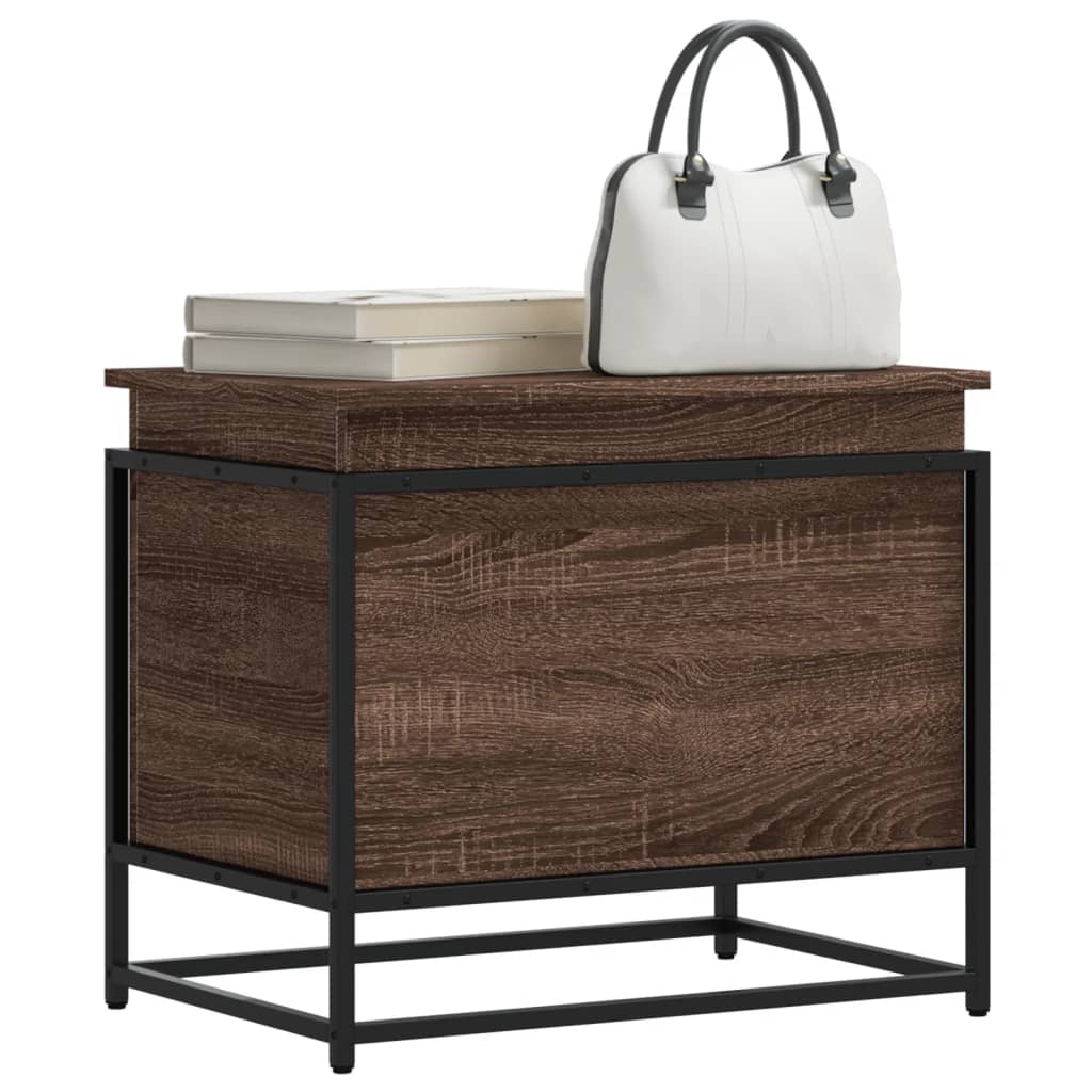 Storage Box with Lid Brown Oak 60x40x51.5 cm Engineered Wood - Merlin Deals