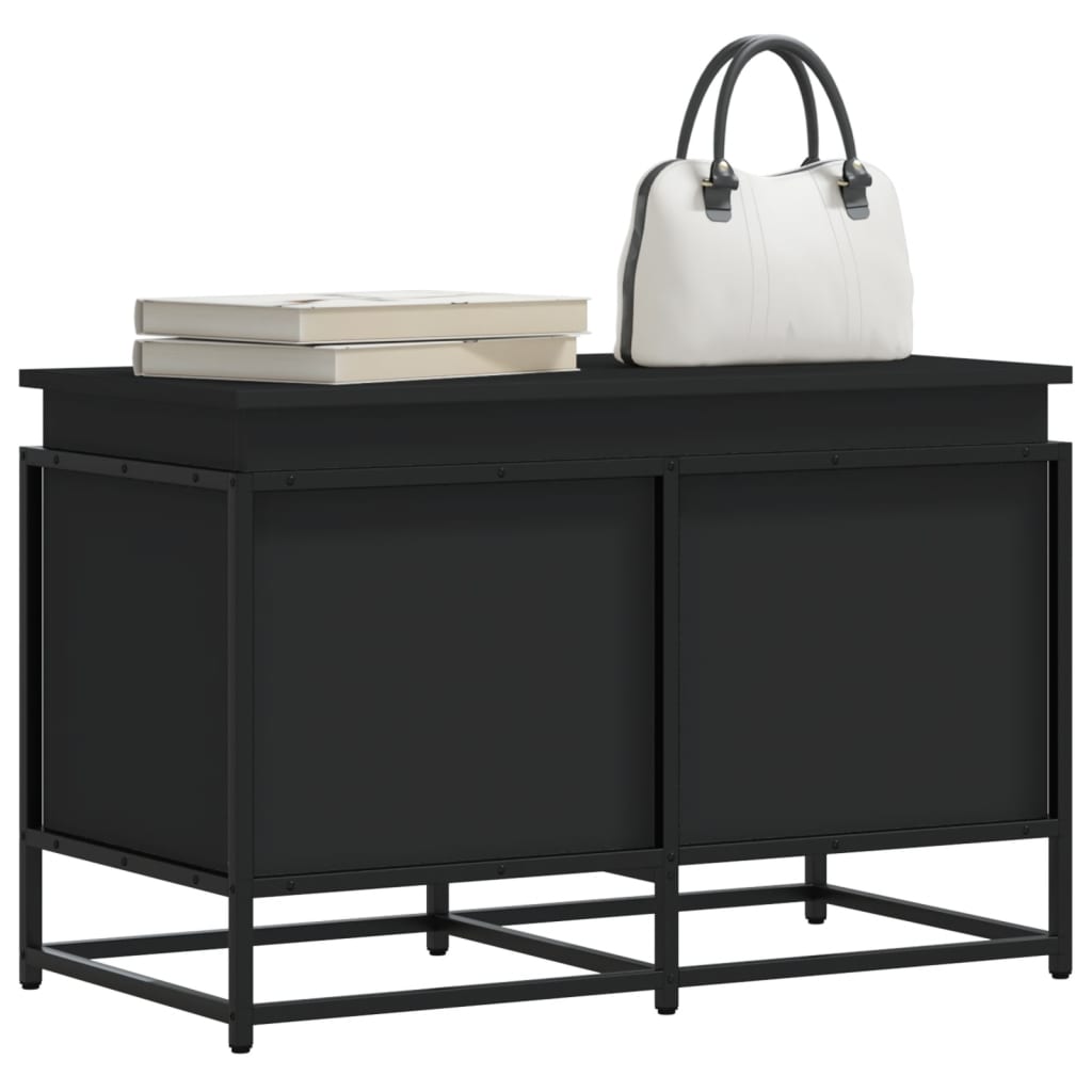 Storage Box with Lid Black 80x40x51.5 cm Engineered Wood - Merkel Designers