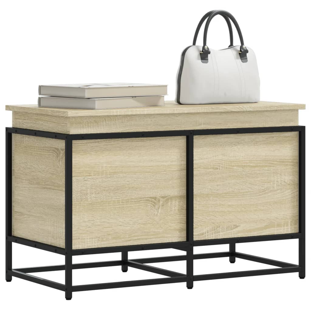 Storage Box with Lid Sonoma Oak 80x40x51.5 cm Engineered Wood - Decor Base