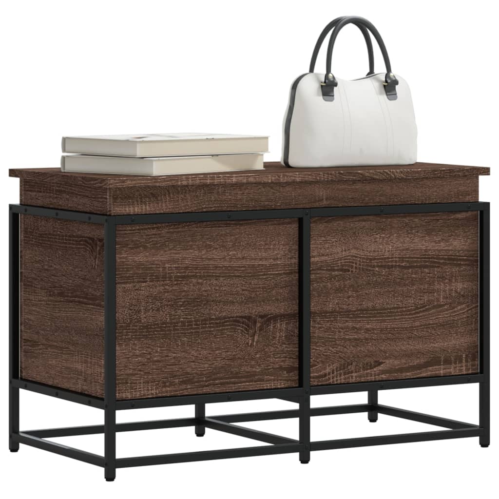 Storage Box with Lid Brown Oak 80x40x51.5 cm Engineered Wood - Sid & Sam