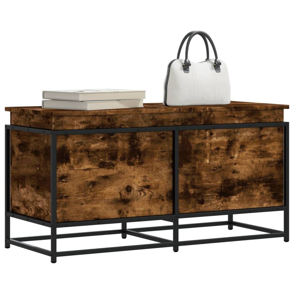 Storage Box with Lid Smoked Oak 100x40x51.5 cm Engineered Wood - Discount Dealers