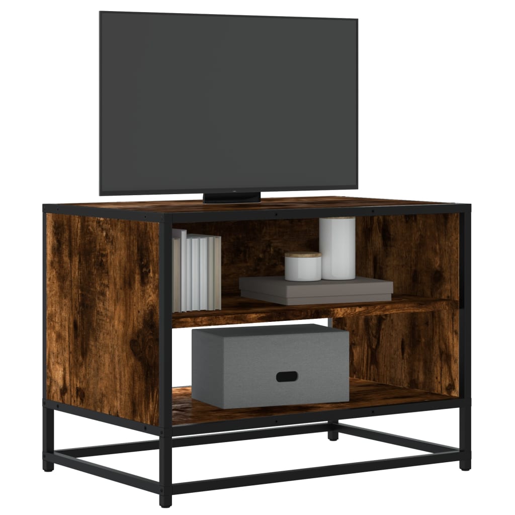 TV Cabinet Smoked Oak 61x40x46 cm Engineered Wood and Metal - Merlin Deals