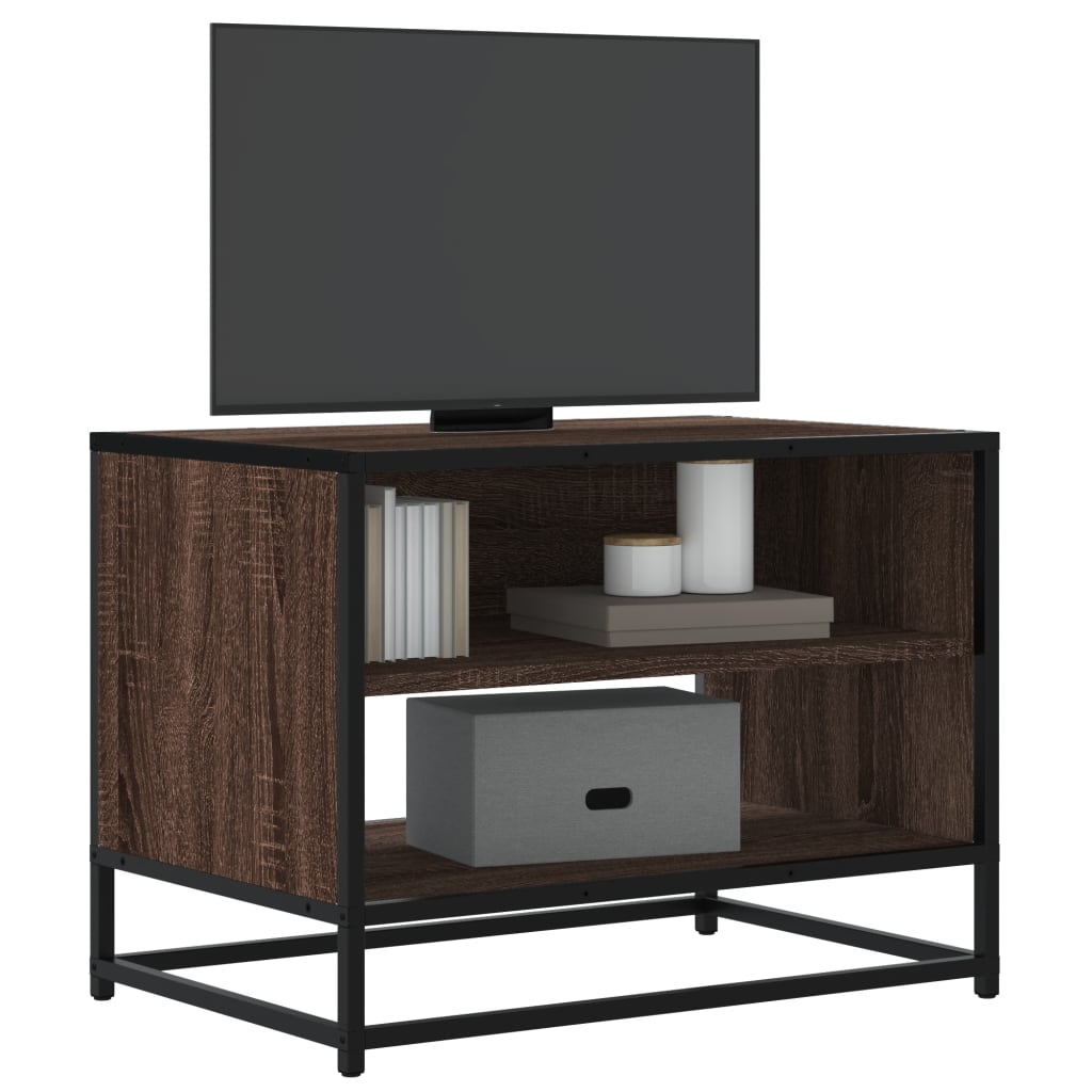 TV Cabinet Brown Oak 61x40x46 cm Engineered Wood and Metal - Merlin Deals