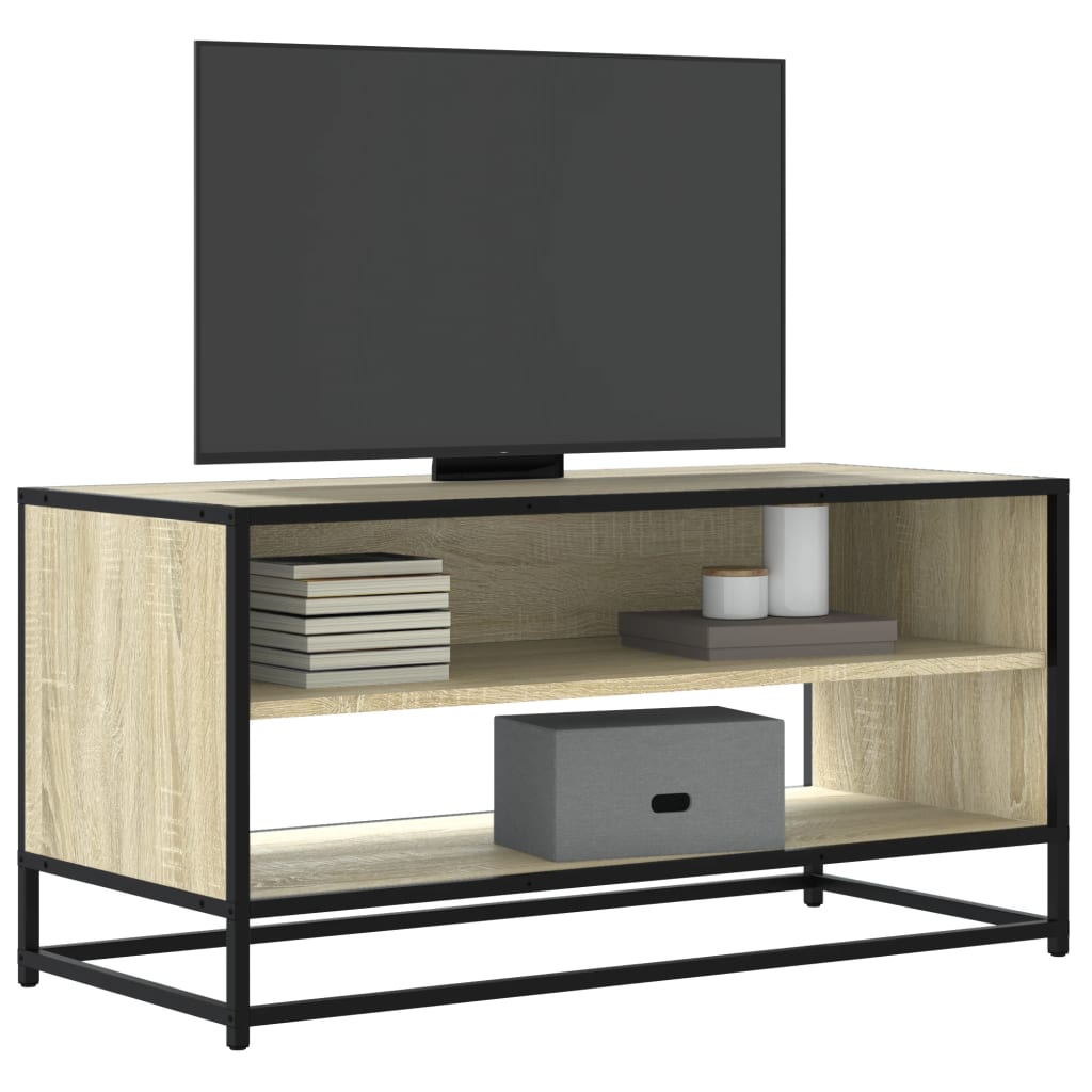 TV Cabinet Sonoma Oak 91x40x46 cm Engineered Wood and Metal - Discount Dealers