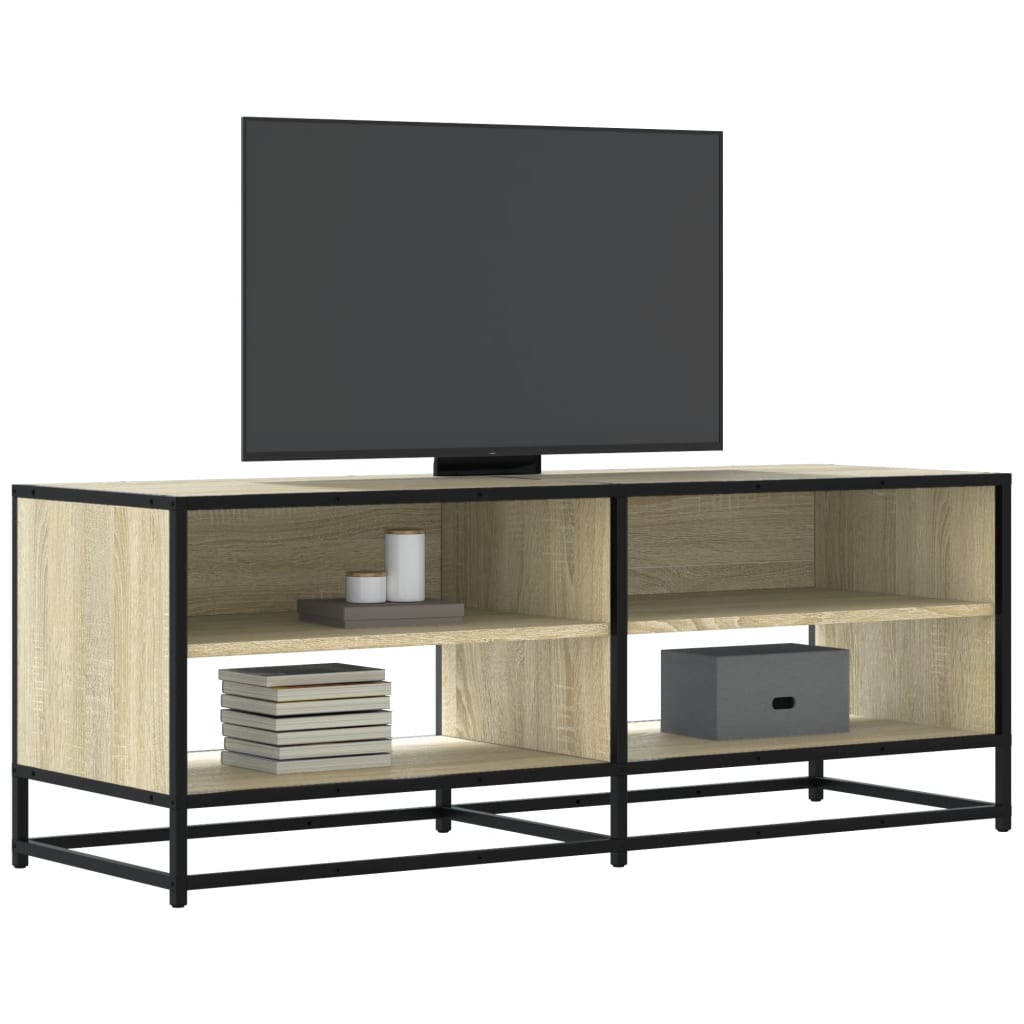 TV Cabinet Sonoma Oak 120.5x40x46 cm Engineered Wood and Metal - Discount Dealers