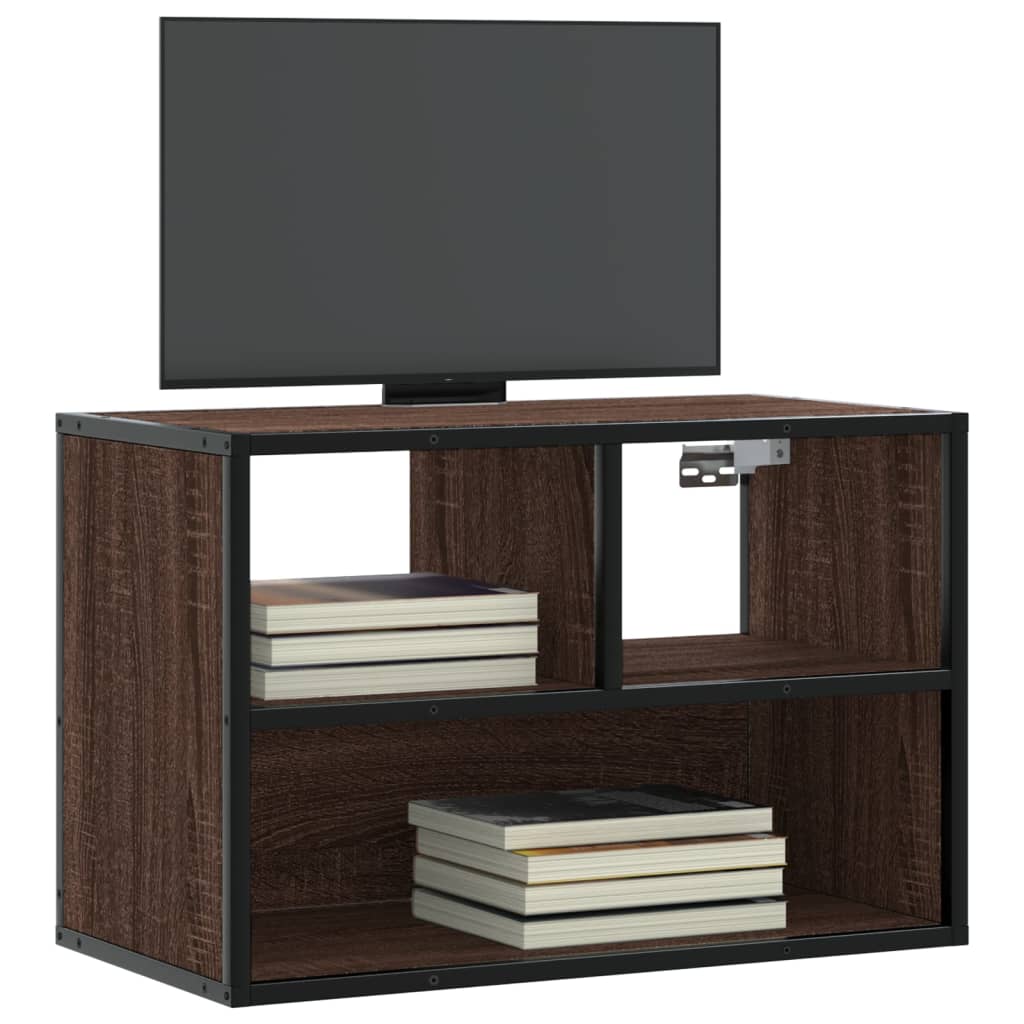 TV Cabinet Brown Oak 60x31x39.5 cm Engineered Wood and Metal - Sid & Sam