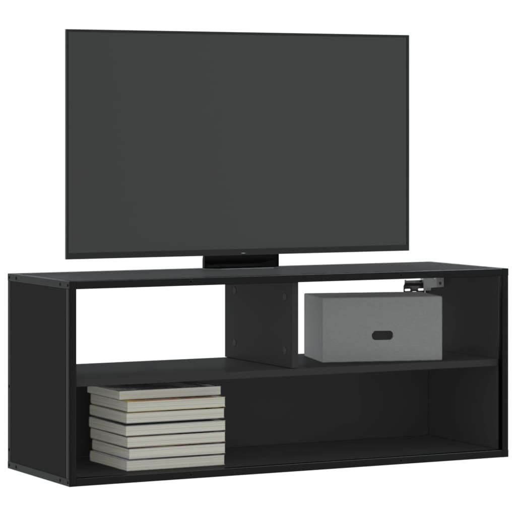 TV Cabinet Black 100x31x39.5 cm Engineered Wood and Metal - Direct Imports