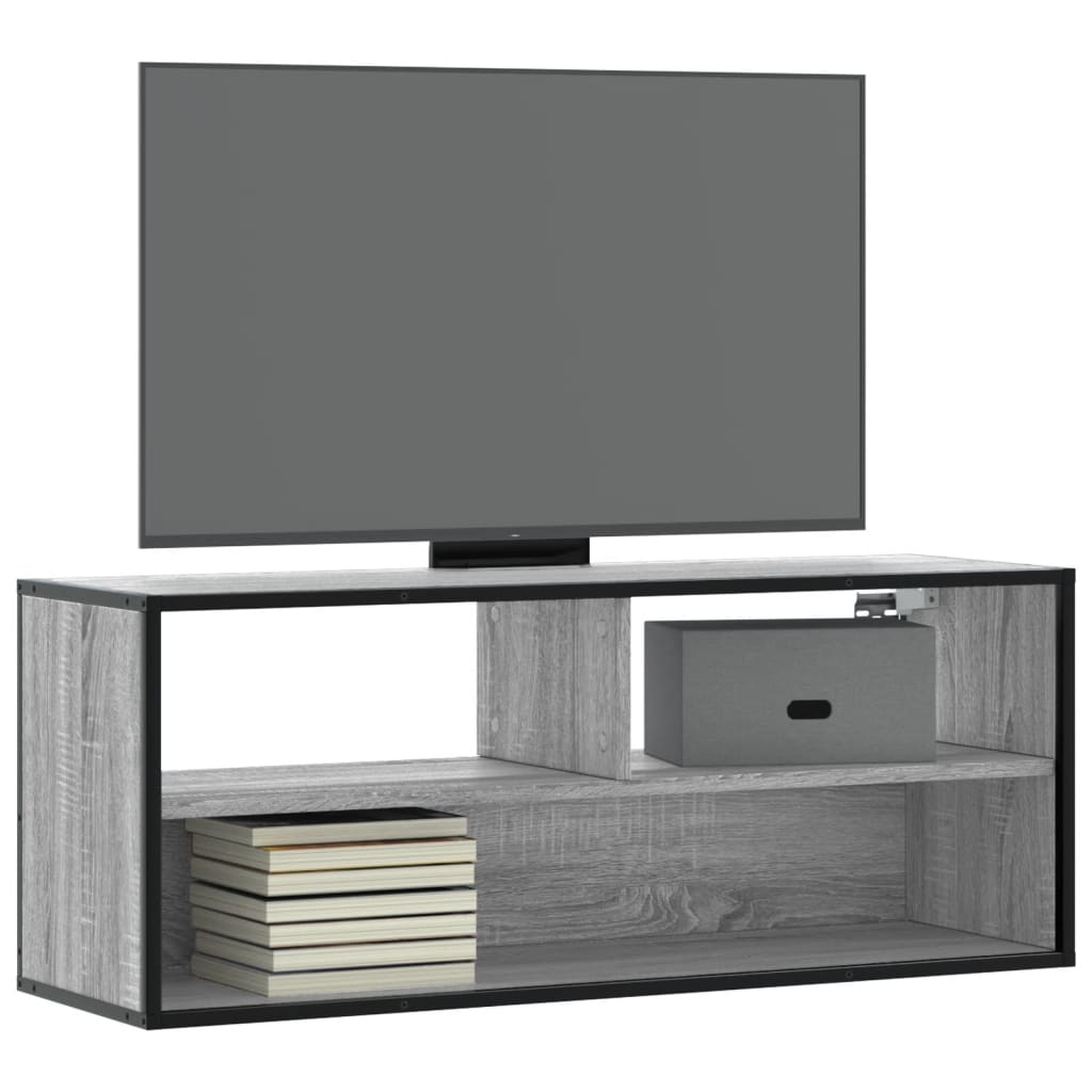 TV Cabinet Grey Sonoma 100x31x39.5 cm Engineered Wood and Metal - All Things Good