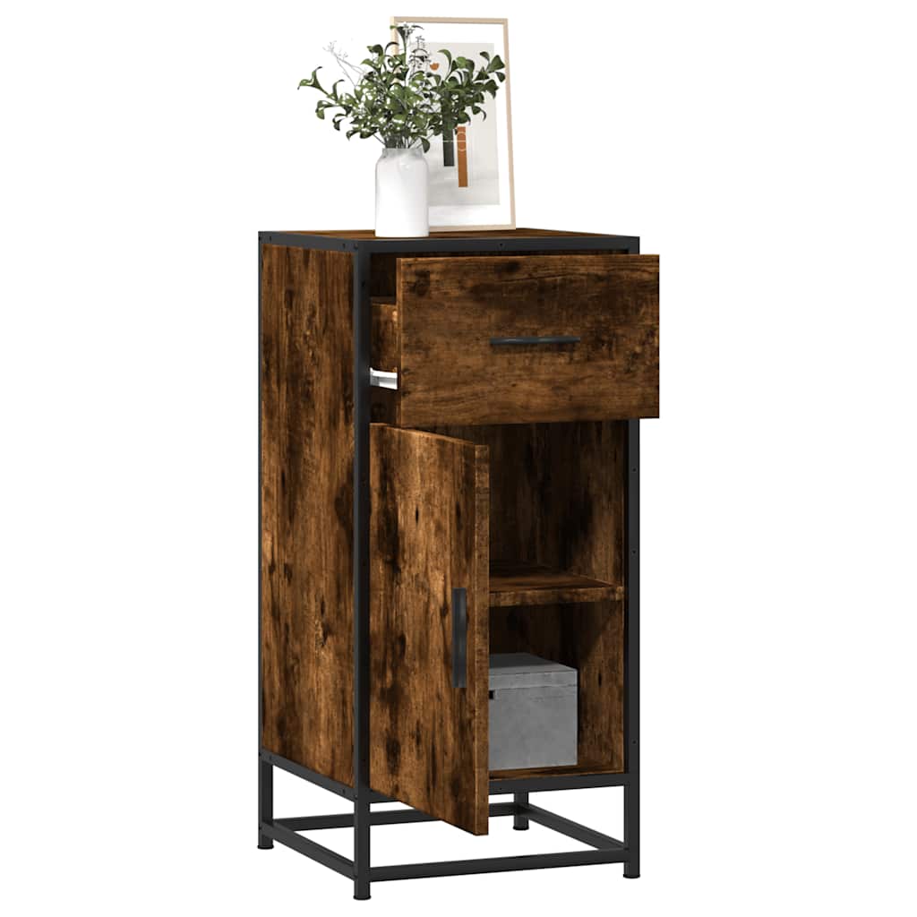 Sideboard Smoked Oak 35.5x35x76 cm Engineered Wood and Metal - Decor Base