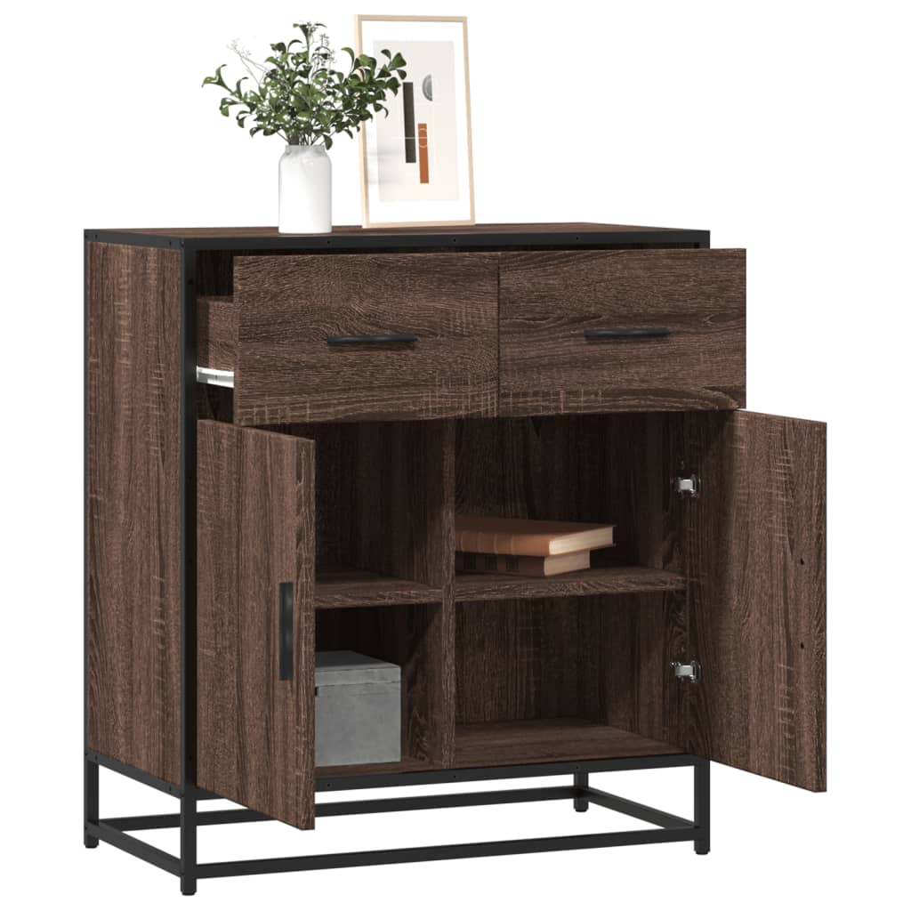 Sideboard Brown Oak 68x35x76 cm Engineered Wood and Metal - All Things Good