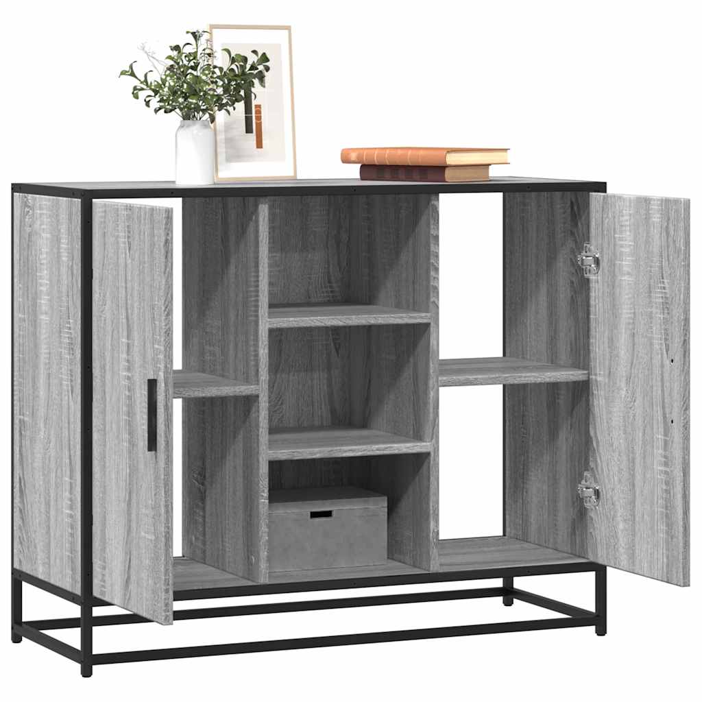 Sideboard Grey Sonoma 92x35x76 cm Engineered Wood - Design Hut