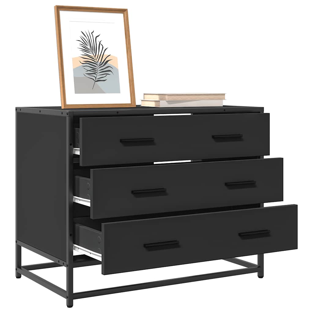 OKWAR Black Chest of Drawers - Medium-sized, 3 Drawers - Decor Base
