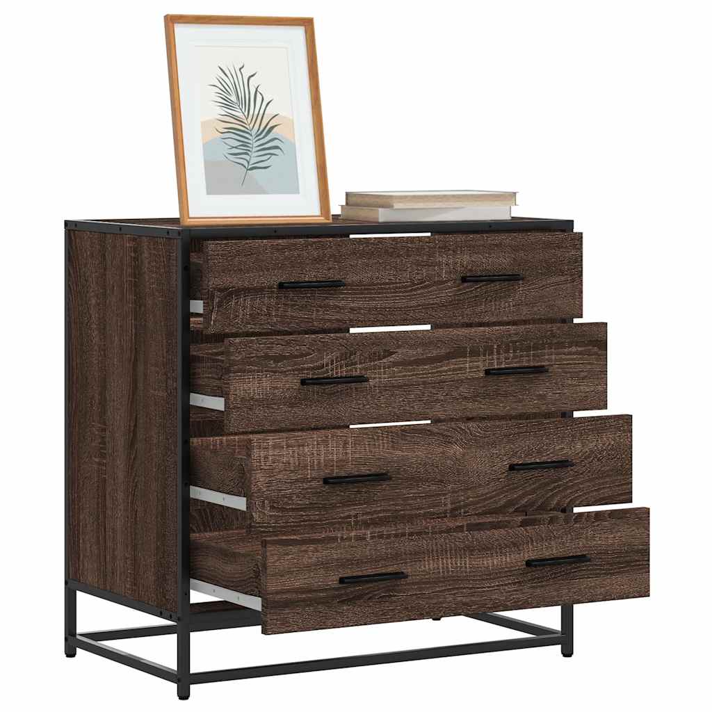 LIANA I Oak Finish Chest of Drawers - Medium-sized, 4 Drawers - Decor Base