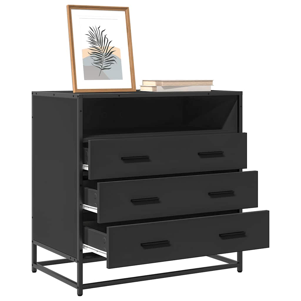 LIANA Black Chest of Drawers - Medium-sized, 3 Drawers - Decor Base