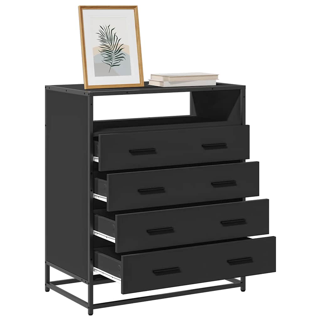 CHAMP Black Chest of Drawers - Medium-sized, 4 Drawers - Decor Base