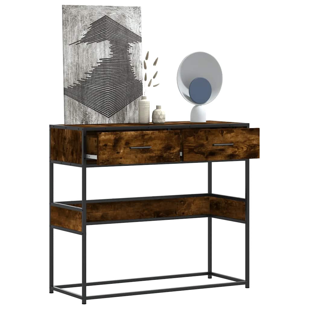 Console Table Smoked Oak 90x35x80 cm Engineered Wood - All Things Good