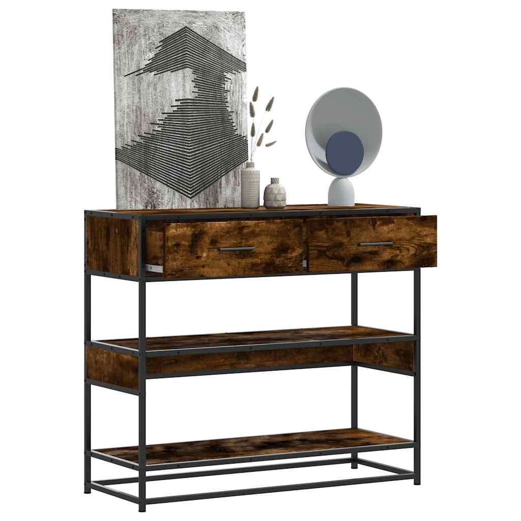 Console Table Smoked Oak 90x35x80 cm Engineered Wood - Merkel Designers