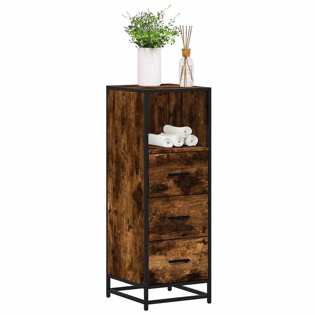 Bathroom Cabinet Smoked Oak 35x37.5x100 cm Engineered Wood - Brittle & Co