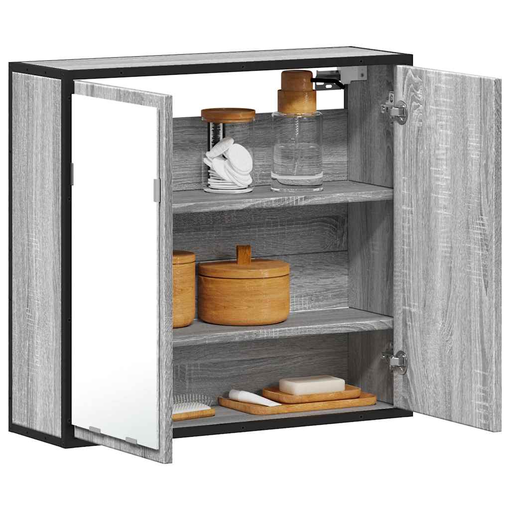 Bathroom Mirror Cabinet Grey Sonoma 65x20x60 cm Engineered Wood - Direct Imports