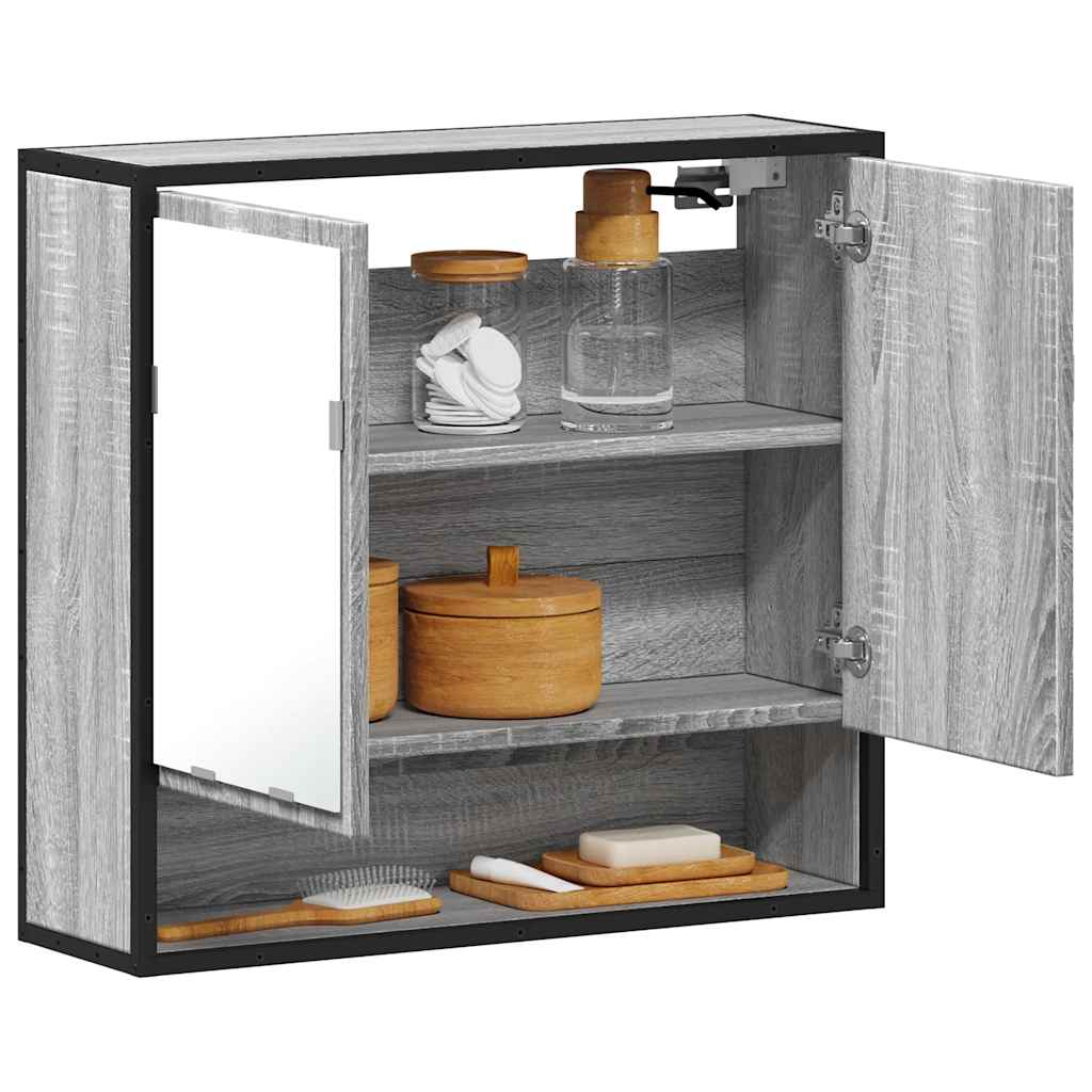 Bathroom Mirror Cabinet Grey Sonoma 65x20x60 cm Engineered Wood - Direct Imports